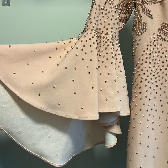 Betsy & Adam blush pink beaded dress - Picture 3 of 5